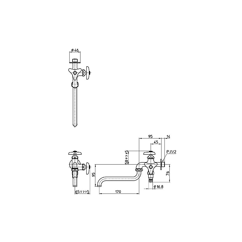 SANEI E106V-13 Dual Outlet Flexible Faucet for Irrigating, Nominal 13