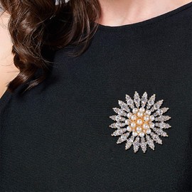 Mecool Brooch Pin Faux Pearl Brooches Simulated Crystal Brooch Pins Flower Brooch