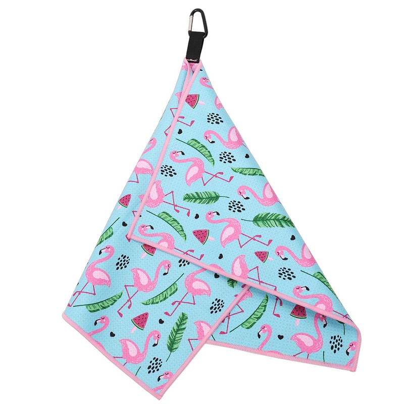 SHABIER Golf Towel with Flamingos Design Golf Microfiber Waffle Pattern