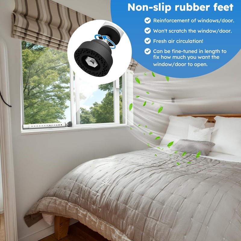 WooFog（Short）Security Bars for Sliding/Vertical Window, Adjustable Window Jammer Bars Security