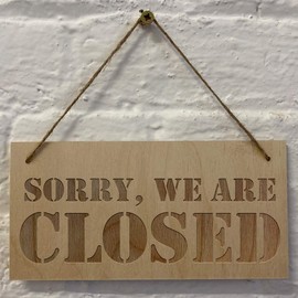 Cutncraft Designs Open Closed Sign Laser engraved Wooden Plaque Sorry we are closed Shop Door