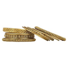 Aheli Gold Plated 2.6 Inch Metal Bangles Set Ethnic Fashion Jewellery Gift for Women