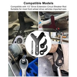 Vaticas Lower Control Arm Prying Tool, 1/2" Suspension Specialty Bushing Tool, Pry Bar Wrench Adaptor Head, Compatible with 1/2 "Drive Extension Circuit Breaker Rod, with Extension Rod