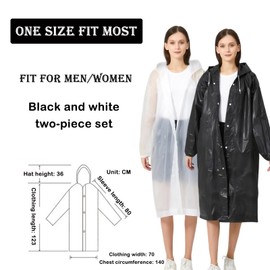 KFSCIP Poncho Waterproof Adult, 2 Pack Waterproof Ponchos for Women and Men, Reusable Raincoat with Hood and Sleeves, Suitable for Camping, Travel, Theme Parks, Emergency Situations