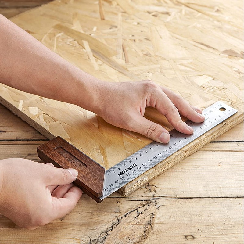 Dekton 8-Inch Bevel Square - Durable Polished Hardwood, Stainless Steel