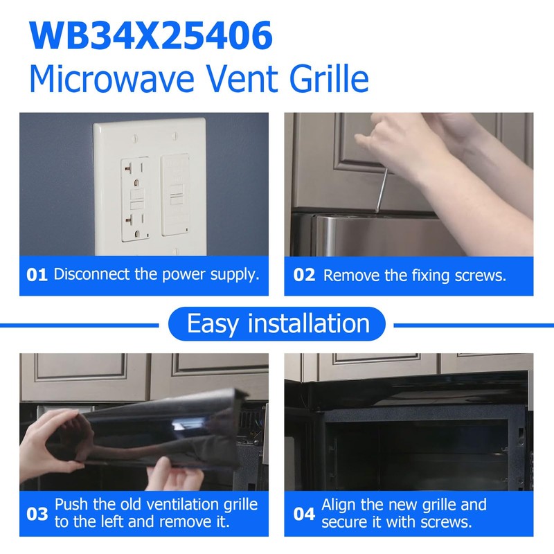 2PC WB34X25406 Replacement Microwave Vent Grille for GE 4465386, AP6040821,
