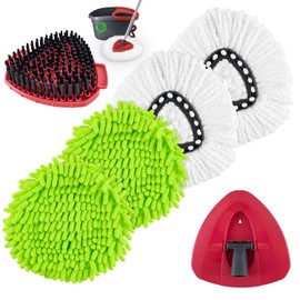 Mop Heads Replacements for Ocedar, Mop Replace Head for o Cedar Easywring 1 Tank, Spin Mop Replacement Head Mop Heads Include 4 Pack Spin Mop Refills, 1 Pack Scrubber Mop Head and 1 Mop Base
