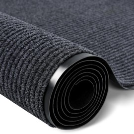 Rubber Door Mat About W3' ×L10' Heavy Duty Large Outdoor Indoor Mat Durable Entrance Doormat Waterproof Rubber Back Rugs for Home Entryway Patio Porch Office Business Areas (Grey)