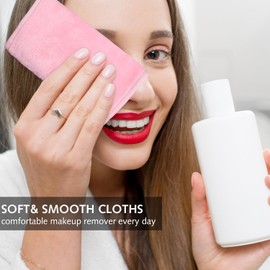 4 Pack Make Up Remover Cloth, 40 * 20 CM Flannel Face Cloth Face Wipes for Sensitive Skin Make Up Removing(Black+Pink+Blue+Grey)