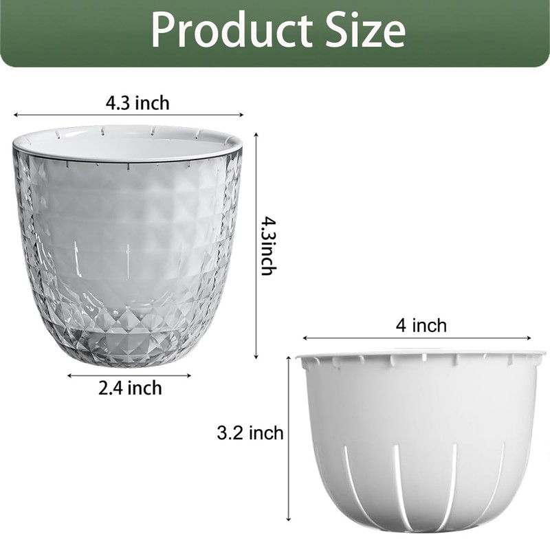 XKYQSY 4 Pack 4 inch Self Watering Pots Planters for