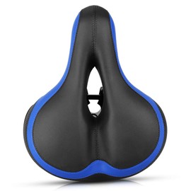 VOANZO Bicycle Seat Bicycle Saddle, Soft Wide Bicycle Saddle Bicycle Seat Cushion for MTB Road Gel Comfort Hybrid Cyclists (Blue and Black)