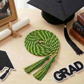 TFTAFAN 48 pcs Graduation Honor Cords Bulk 68" Grad Braided Honor Cord with Tassel for Commencement, Academic Achievements, School Ceremonies and Student Organizations (Green and Gold)