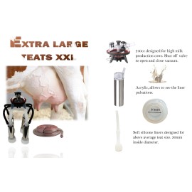 Melasty Cow Milking Assembly 240cc with 30mm XXL Silicone Liners & Milk & Pulsator Hose