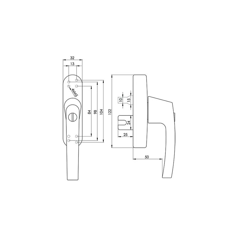 Roto Siegenia Si Aubi Alu500 Aluminium Tilt Turn Window Handle