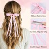 8 PCS Silky Satin Hair Bows Clips, Ribbon Pink Hair