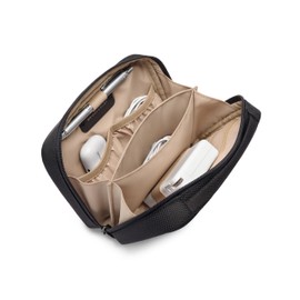 Briggs & Riley Tech Pouch Kit - Electronics Organizer Travel Case, Cable Storage Bag for Cords, Hard Drives, & Tech Accessories, Water Resistant, Leather Touchpoints, Durable Fabric - @work, Black