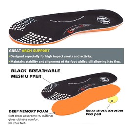 Shoe Insole for Men and Women, Memory Foam Insoles Relieve Flat Feet & Heel Pain Anti-Fatigue Arch Support Work Boot/Hiking Shoe Insoles Black (2XL: Men’s (13-14))