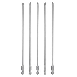 sourcing map 5pcs #1 Phillips Screwdriver Bit PH1 1/4" Hex Shank 8" (200mm) Long Magnetic S2 Steel Industrial Grade Screw Driver Bit Cross Head Electric Drill Bits 0.177" (4.5mm) Rod