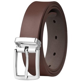 Falari Kids Leather Belts for Boys All Occasion 1" Trim to Fit - One Piece Leather Cutting, Brown, Trim from waist 16 to 32"