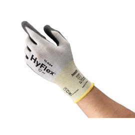 Ansell HyFlex 11-624 Dyneema/Lycra Glove, Cut Resistant, Black Polyurethane Coating, Knit Wrist Cuff, XX-Large, Size 11 (Pack of 12 Pairs)