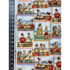 Elizabeth's Studio Fruit Ladies Mary Stewart 1/2 Yard Cotton Fabric - New