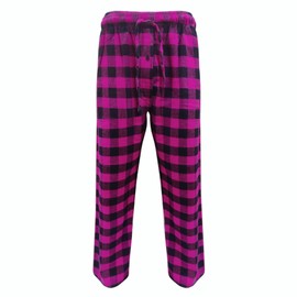 Mens Pyjamas Lounge Pants Cotton Flannel Bottoms Trouser Nightwear PJs Sleepwear (Pink Black, M)