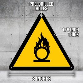 Oxidizing Flammable Warning Sign - 8 Inch Triangle PVC Sign - Premium PVC Sign For Workplace Warehouse Jobsite OSHA Regulation - Weather Proof Fade Resistant - Made In USA - PVC0262
