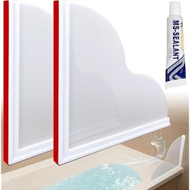 Shower Corner Water Guard, Large Size Tub Shower Water Guard, Shower Splash Guards,Bathtub Splash Guard Self-Adhesive Tub Guards to Keep Water in Tub (2pcs)
