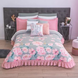 Colchas Concord Colcha Matrimonial Jully Rosa C/cojín Colchas Concord