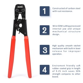 IWISS Ratchet Clamp Cinch Tool Crimper Tool for Stainless Steel Clamps from 3/8-inch to 1-inch for ASTM F2098 PEX Clamps and Car&Truck Hose Clamp