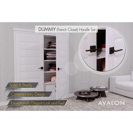 Avalon 0631 - Dummy (French Closet) Door Handles Levers NO Latch Mechanism in Matte Black Finish (Set of 2)