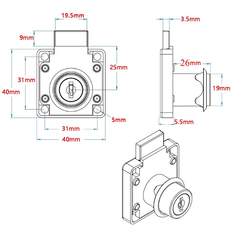 Furniture Lock Cylinder, Zinc Alloy Cam Lock for Door Cabinet
