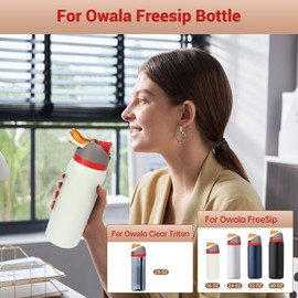 NINU Replacement Cap for Owala Freesip, One Button Water Bottle Top Lid Compatible with Owala Cup 16oz 24oz 32oz 40oz, BPA-Free No Leakage Replacement Accessory for Owala Freesip (Orange & Red)