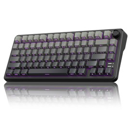 RedThunder K75 Wireless Mechanical Gaming Keyboard, 75% Hot Swappable Creamy Keyboard with Knob, RGB Backlit, Pre-lubed Linear Switches, Side Printed PBT Keycaps, Wireless/Wired/BT5.0 Connection Mode