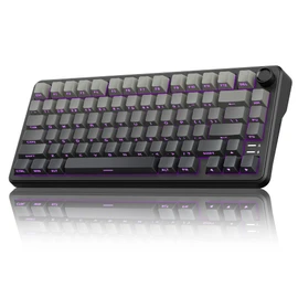 RedThunder K75 Wireless Mechanical Gaming Keyboard, 75% Hot Swappable Creamy Keyboard with Knob, RGB Backlit, Pre-lubed Linear Switches, Side Printed PBT Keycaps, Wireless/Wired/BT5.0 Connection Mode