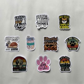 (Set of 10) Dogs Sticker Sorry I'm Late I Saw A Dog, My Dog Thinks I'm Cool Funny Quotes Waterproof Vinyl Decal Gift Suitable for ​​Water Bottles Laptop