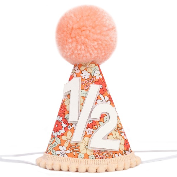 WAUAO Floral Half Birthday Hat - 6 Months Flower Cone