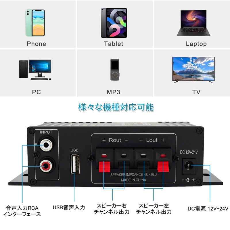 Power Amplifier, Bluetooth Amplifier, Stereo Audio Amplifier, Karaoke Amplifier, Large