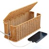 Rattan Cable Organiser Box, Handmade Cable Box with Lid, Organiser