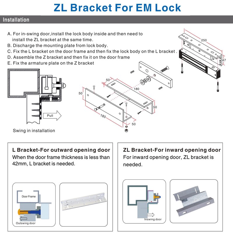 UHPPOTE Z and L Bracket for Inward Door 600-lb Series