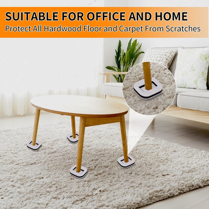16 PCS Felt Furniture Coasters Caster Cups, Bed Office Chair