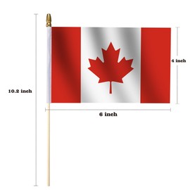 LOT OF 24-Small Canada Flags on Stick 4x6 in,Outdoor Decor Small Mini Canadian Flags Hand Held Stick Flags Spear Top For Outside Patriotic Holiday Yard Patio Parade Marker