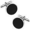 ラウンド オニキス カフス カフスボタン カフリンクス (ケース入り) ブラック