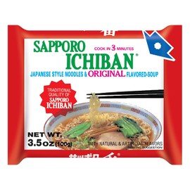 stickerless New [SAPPORO ICHIBAN] Ramen Noodles, Original Soy Sauce Flavor, No.1 Tasting Japanese Instant Noodles (3.5 Oz) (24 pouches)