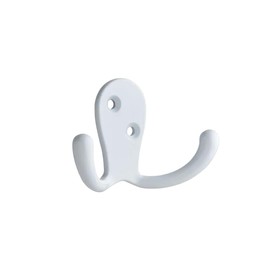 Decohooks Two Prong Robe Hook - Wide Design - White - Door and Wall Mountable - Single - Fixings Included