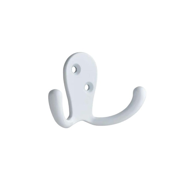 Decohooks Two Prong Robe Hook - Wide Design - White