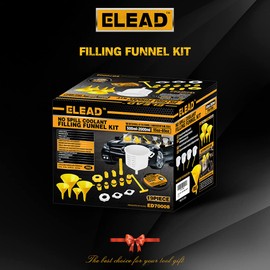 ELEAD No-Spill Coolant Funnel Kit - 19-Piece Radiator Funnel burping kit, coolant Bleeder kit, Extra Funnels and Adapters for Universal Vehicle