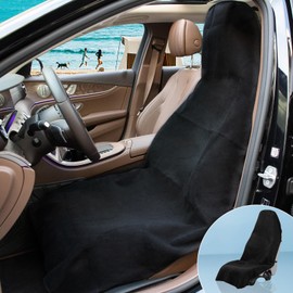 Prpeko Terry Cloth Seat Cover Universal Waterproof Car Sport Towel Seat Cushion Non-Slip Sweat-Absorbent Towel Cloth Suitable for Gym Workout, Universal Fit for Car SUV Van-Black 1 Piece