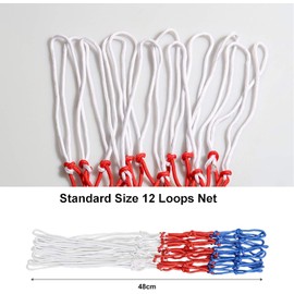 2 Pack Heavy Duty Basketball Net, All-Weather Red/White/Blue Basketball Nets, 12 Loops Basketball Net Replacement Fits Standard Indoor or Outdoor Rims