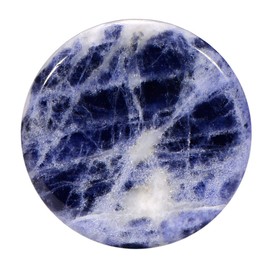 Morella Women's Necklace 70 cm, Stainless Steel and Pendant with Gemstone, Small Coin, 23 mm, Chakra Disc in Jewellery Bag, Stainless Steel, African Sodalite Coin Necklace